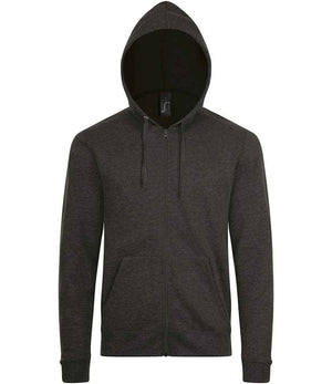 Stone Zip Hooded Sweatshirt in Charcoal Marl, front view