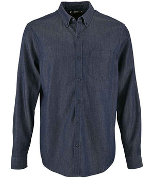 Barry Long Sleeve Denim Shirt in Denim Brut, front view