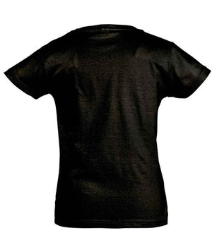 Girls Cherry T-Shirt in Deep Black, back view