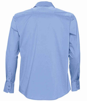 Brighton Long Sleeve Fitted Shirt in Bright Sky, back view