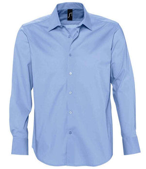 Brighton Long Sleeve Fitted Shirt in Bright Sky, front view