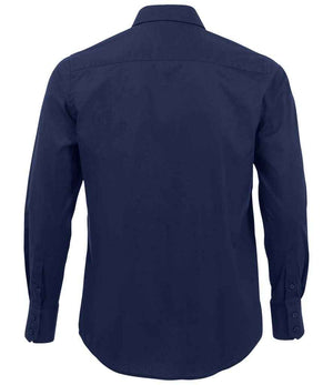 Brighton Long Sleeve Fitted Shirt in Dark Blue, back view