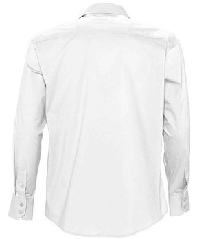 Brighton Long Sleeve Fitted Shirt in White, back view