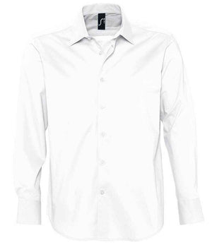 Brighton Long Sleeve Fitted Shirt in White, front view