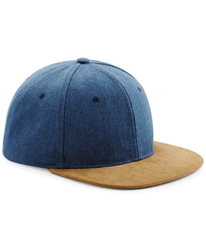 Suede Peak Snapback in Denim Blue