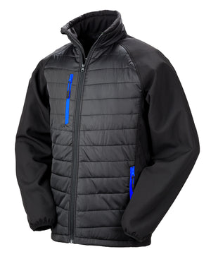 Compass Padded Softshell Jacket in Black/Royal