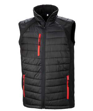 Compass Padded Softshell Gilet in Black/Red