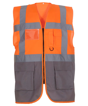 Multifunctional Executive Hi-Vis Waistcoat (Hvw801) in Orange/Grey