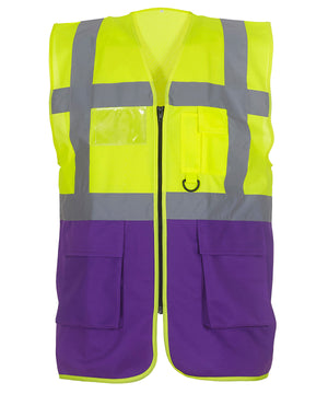 Multifunctional Executive Hi-Vis Waistcoat (Hvw801) in Yellow/Purple