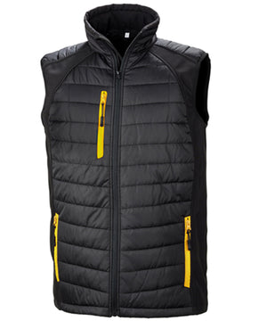 Compass Padded Softshell Gilet in Black/Yellow