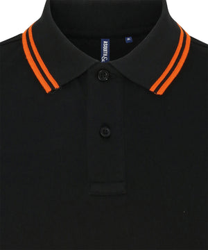 Men's Classic Fit Tipped Polo in Black/Orange, front view