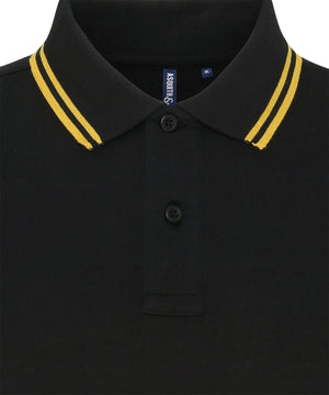 Men's Classic Fit Tipped Polo in Black/Yellow, front view