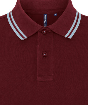 Men's Classic Fit Tipped Polo in Burgundy/Sky, front view