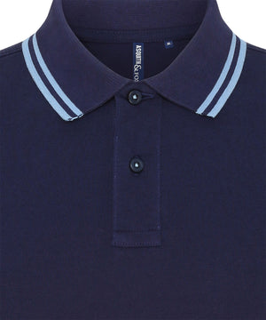 Men's Classic Fit Tipped Polo in Navy/Cornflower, front view