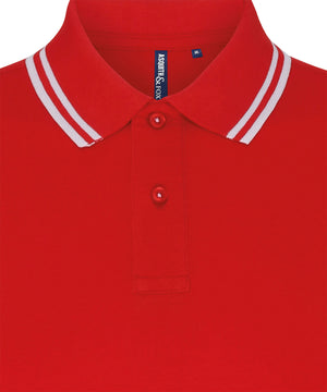 Men's Classic Fit Tipped Polo in Red/White, front view