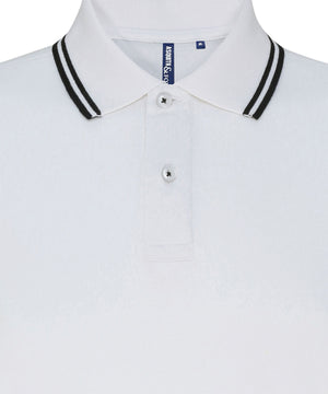 Men's Classic Fit Tipped Polo in White/Black, front view
