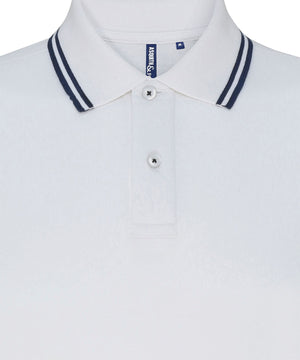 Men's Classic Fit Tipped Polo in White/Navy, front view