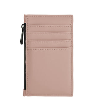 Matte PU Card Holder in Nude Pink, front view