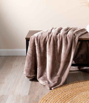 Extra Large Plush Fleece Blanket in Mushroom, front view
