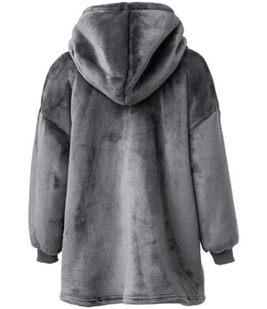 Kids Oversized Hooded Blanket in Charcoal, back view