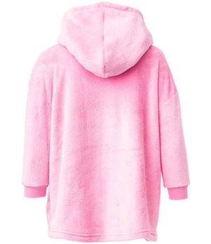 Kids Character Cushion Hooded Blanket in Pink Unicorn, back view