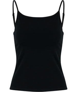 Women’s Stretch Jersey Short Slim Top in Black, front view