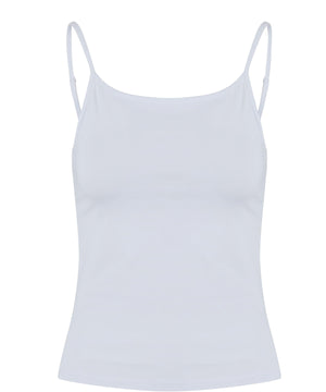 Women’s Stretch Jersey Short Slim Top in White, front view