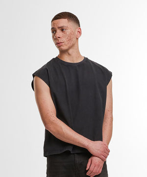 Lifestyle photo of the Vintage Cropped Heavy Sleeveless Tee