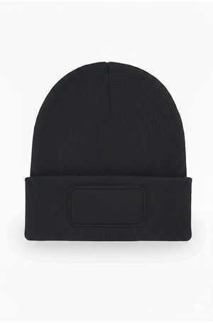 Rectangular Patch Beanie - Black