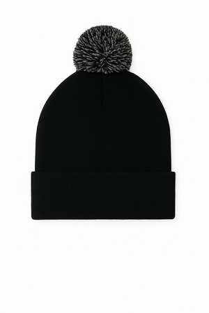 Pom Pom Beanie - Black/Graphite Grey