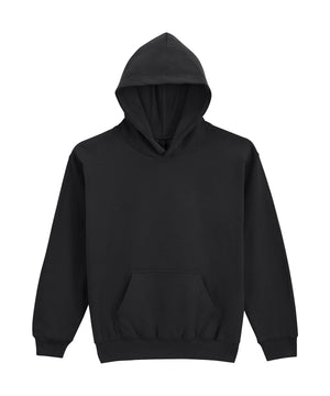 Softstyle™ Midweight Fleece Youth Hoodie in Black, front view