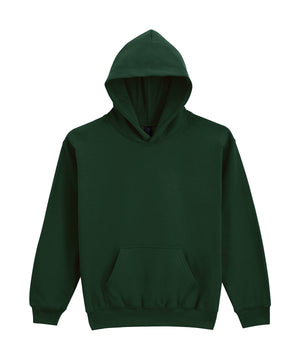 Softstyle™ Midweight Fleece Youth Hoodie in Forest Green, front view
