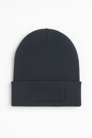 Rectangular Patch Beanie - Graphite Grey