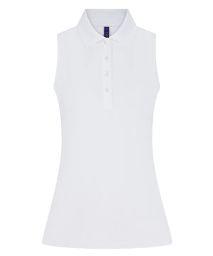 Women’s Sleeveless Coolplus® Polo Shirt in White, front view