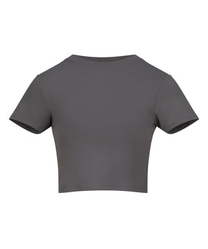 Women’s Recycled Cropped T in Platinum Grey, front view