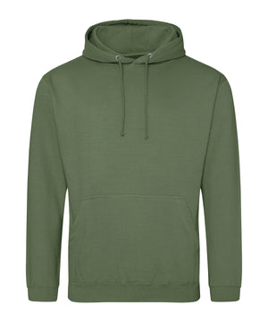 College Hoodie in Earthy Green, front view