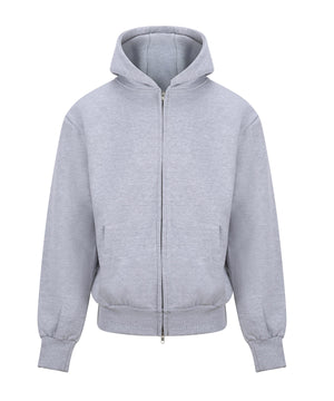 Signature Heavyweight Zoodie in Heather Grey, front view