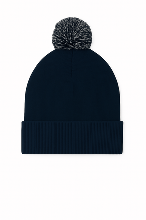 Pom Pom Beanie - Navy/Light Grey