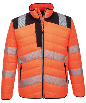 PW3 Hi-Vis Baffle Jacket (Pw371) in Orange/Black, front view