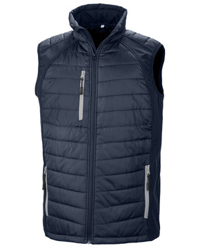Compass Padded Softshell Gilet in Navy/Grey, front view