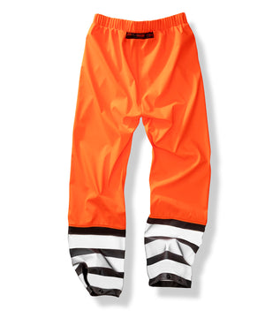 Heavy-Duty Prism PU Safe and Dry Trousers with Recycled Backing in Fluorescent Orange/Black, front view