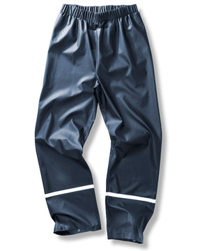 Prism PU Waterproof Trousers with Reflective Bands and Recycled Backing in Navy, front view