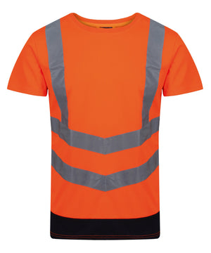 Pro Hi-Vis Short Sleeve T-Shirt in Orange/Navy, front view