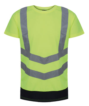 Pro Hi-Vis Short Sleeve T-Shirt in Yellow/Navy, front view