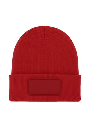 Rectangular Patch Beanie - Red