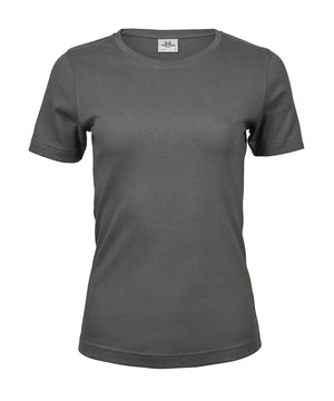 Women’s Interlock Tee (580) in Powder Grey, front view