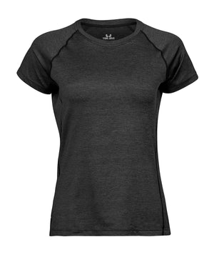 Women’s Cooldry Tee (7021) in Black Melange, front view