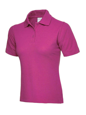 Ladies Active Cotton Poloshirt in Hot Pink