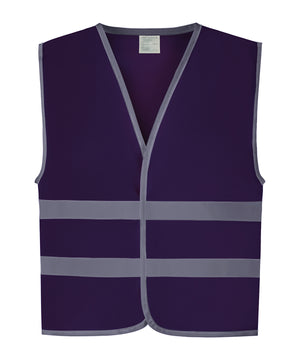 Hi-Vis Reflective Border Kids Waistcoat (Hvw102ch) in Purple, front view