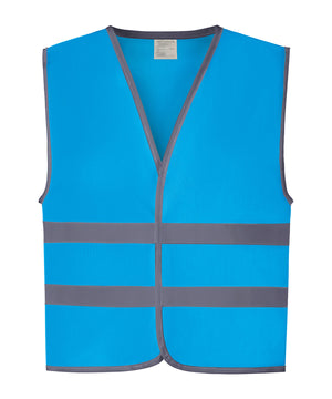 Hi-Vis Reflective Border Kids Waistcoat (Hvw102ch) in Sapphire, front view